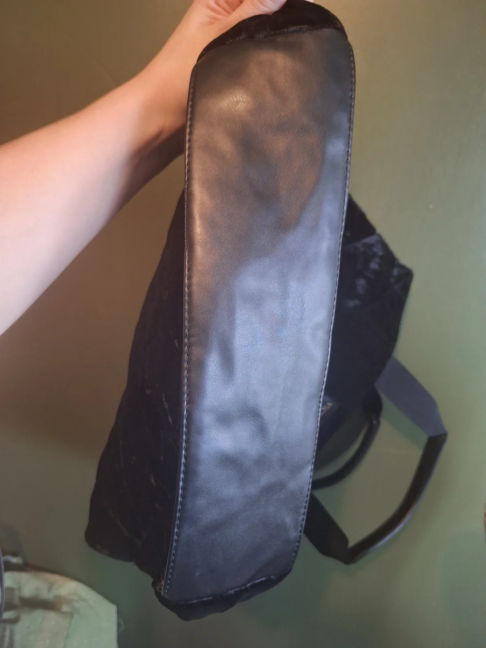 Victoria's Secret Black Quilted Velour Tote Bag